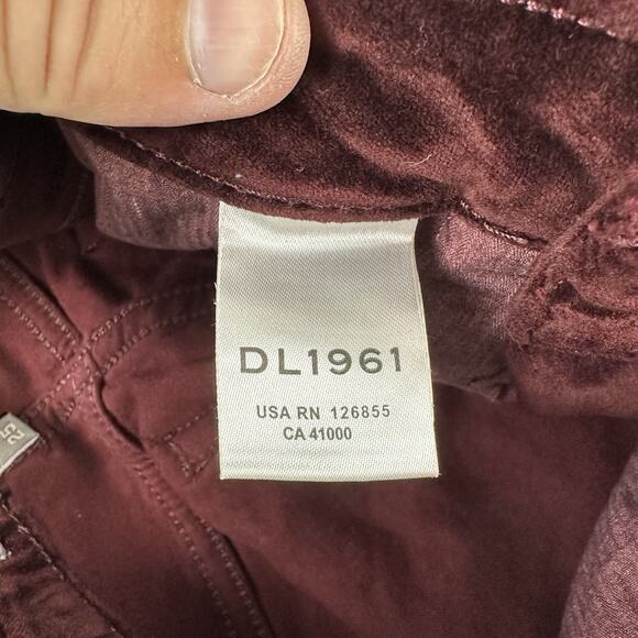 DL1961 Chrissy Ultra High Rise Skinny Jeans Size 25 (US 0/2) Burgundy Velvet - Picture 7 of 10